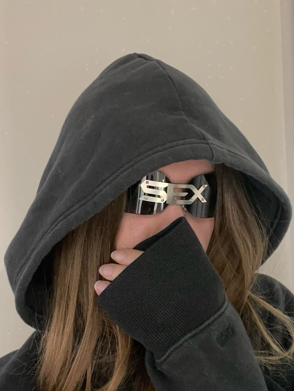 Black 'SEX' Logo Shield Sunglasses - Women Accessories